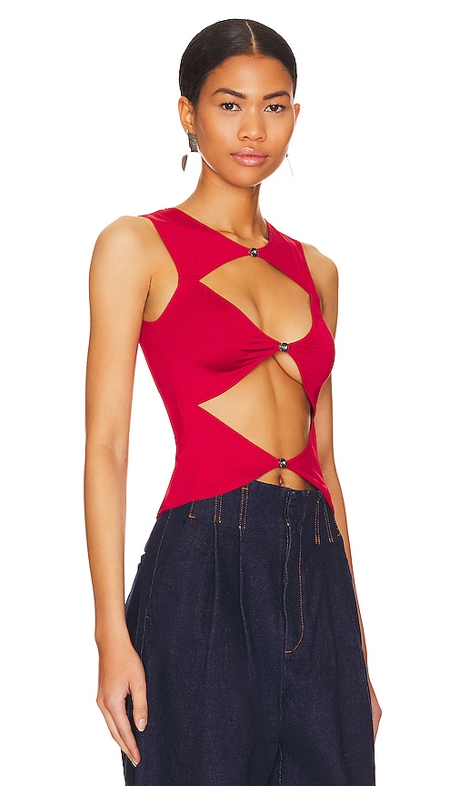 Shop Ow Collection Chiara Top In Deep Red