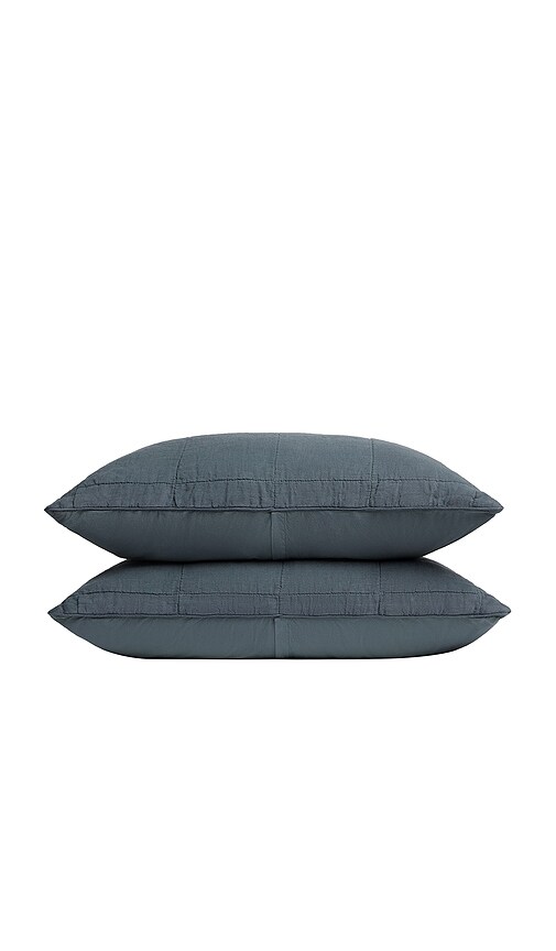 Parachute Linen Box Quilted Sham Set in Dusk