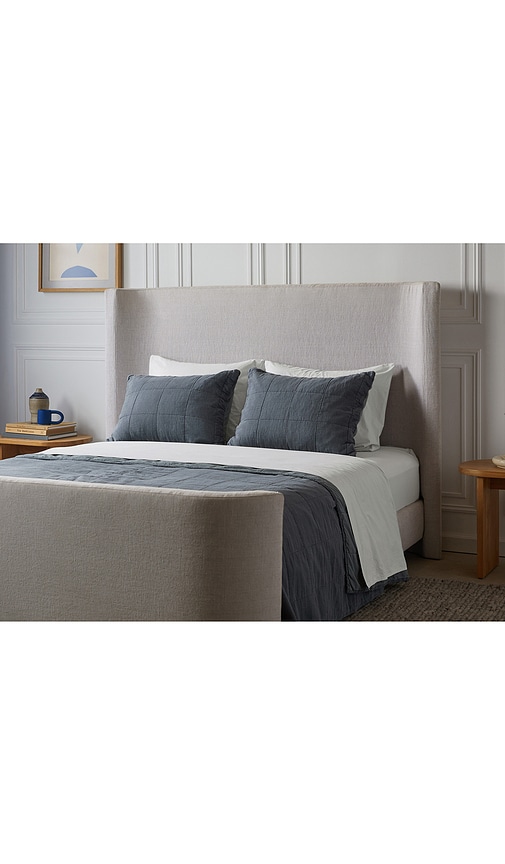  Parachute Linen Box Quilted Sham Set In Navy. Size Standard. Also In . 