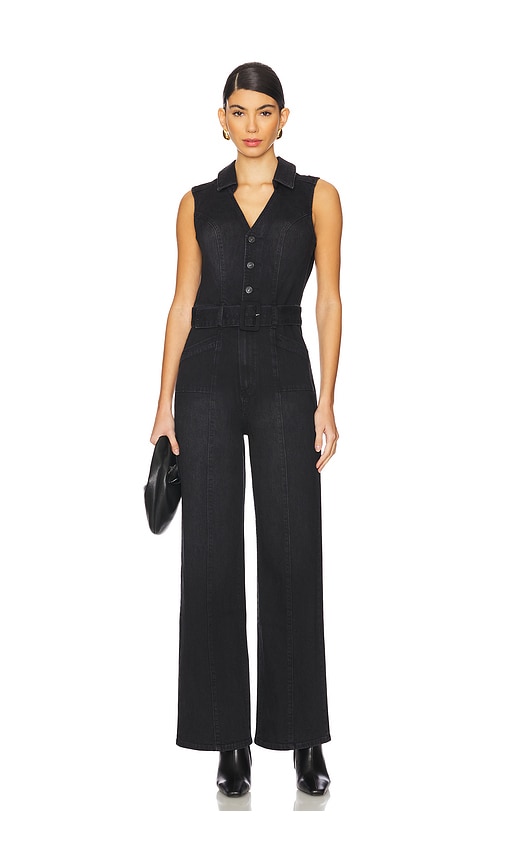 Paige Vienna Womens Satin Trim Open Back Jumpsuit In Black