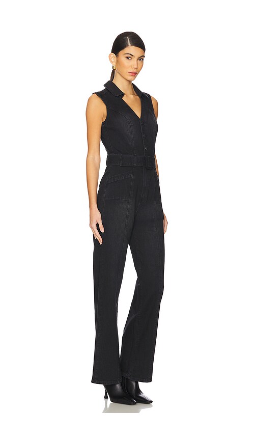 Paige Vienna Womens Satin Trim Open Back Jumpsuit In Black
