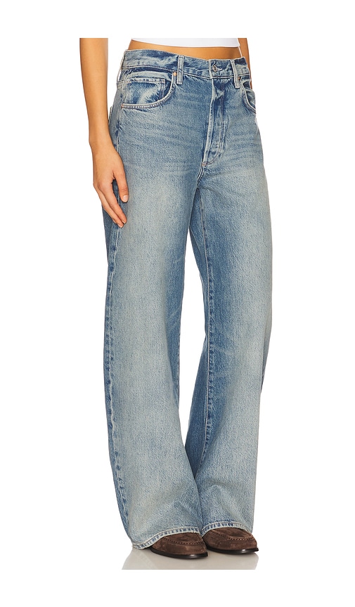 Paige Arellia Barrel Leg Jeans With Covered Buttonfly In Blue