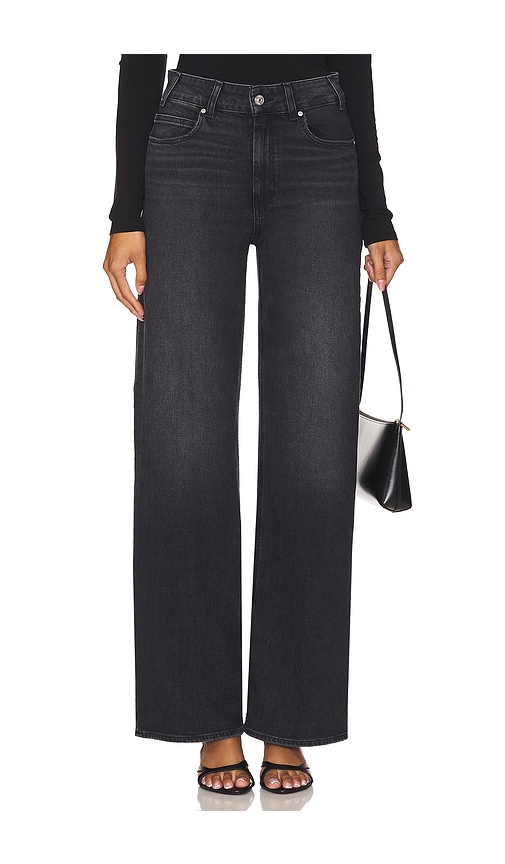 Paige Sasha Petite Wide Leg Jeans In Black
