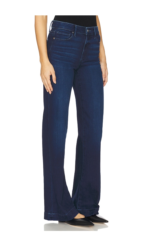 PAIGE Leenah Wide Leg Jeans - back view in Dark wash