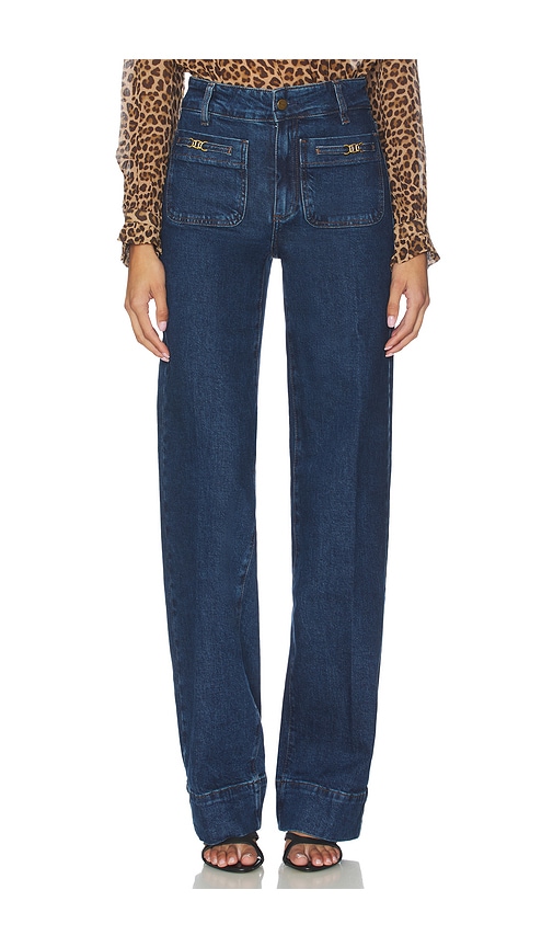 Paige Sasha Patch Pocket High Waist Wide Leg Jeans In Blue