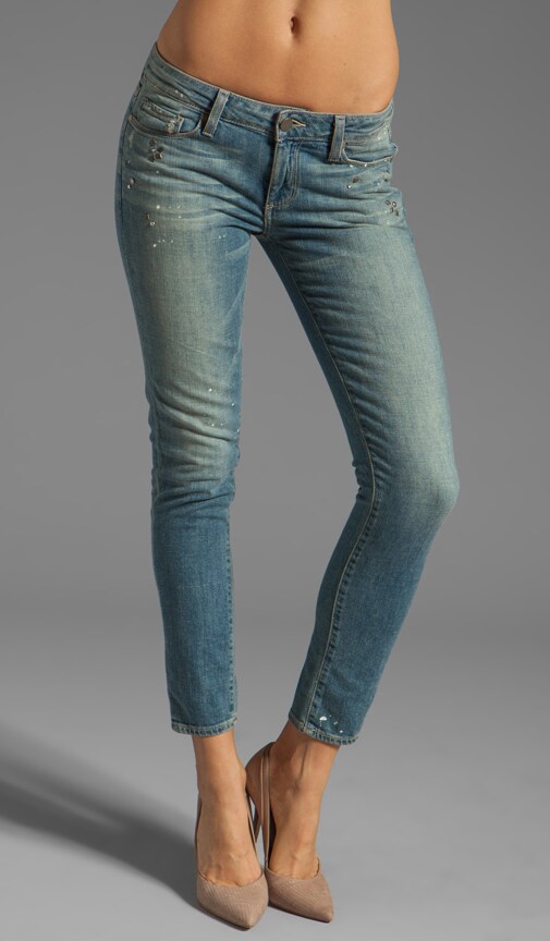 Denim Embellished Skyline Ankle Peg