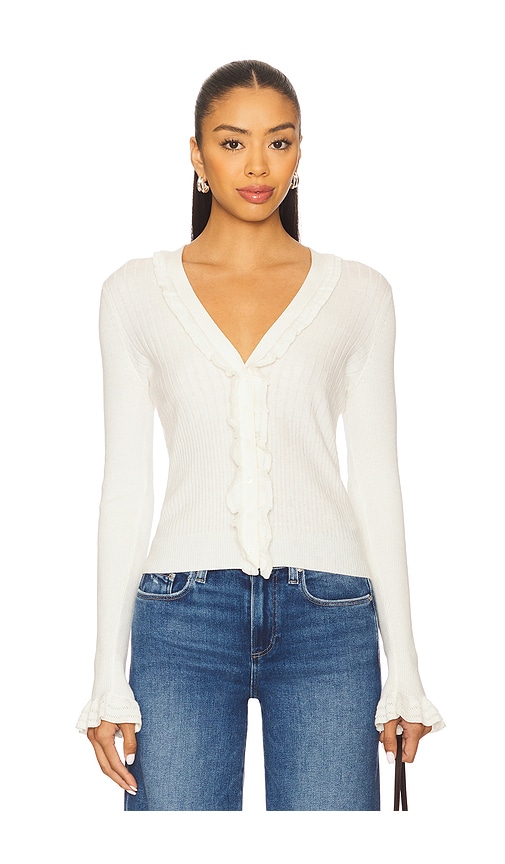 Paige Womens Antique White Demetra V-neck Cotton-blend Cardigan In White