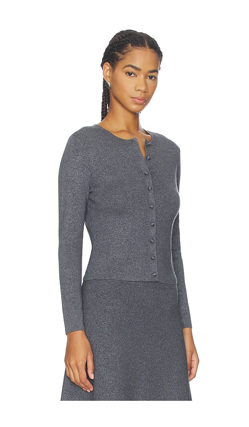Paige Womens Anzu Round-neck Knitted Cardigan Dark Grey Multi Sparkle In Gray