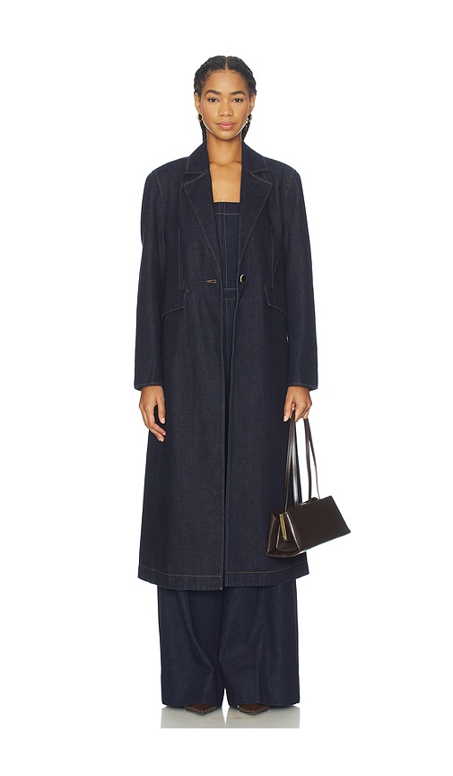 Paige Womens Symone Notch-lapels Denim Coat Saville In Blue