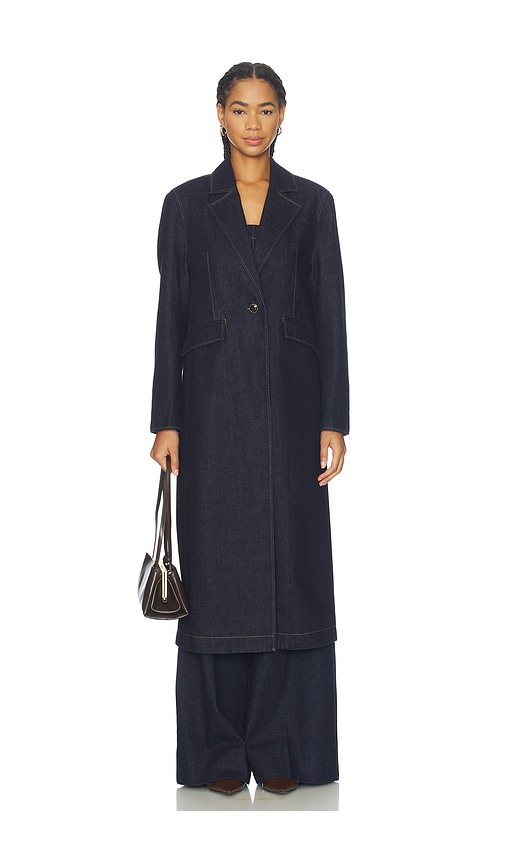 Paige Womens Symone Notch-lapels Denim Coat Saville In Blue