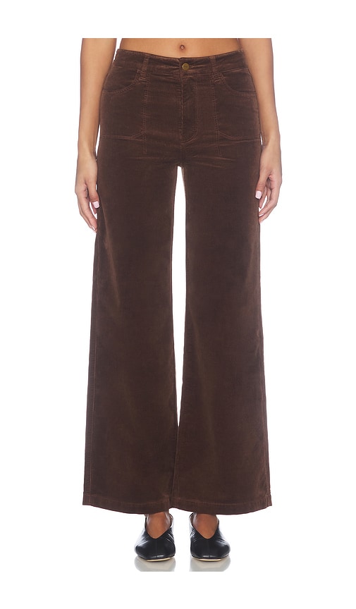 PAIGE Anessa With Stitch Utility Pockets Wide Leg Corduroy Pant in Brown. - size 24 (also in 25, 26, 27, 28, 29, 30, 31, 33, 34)