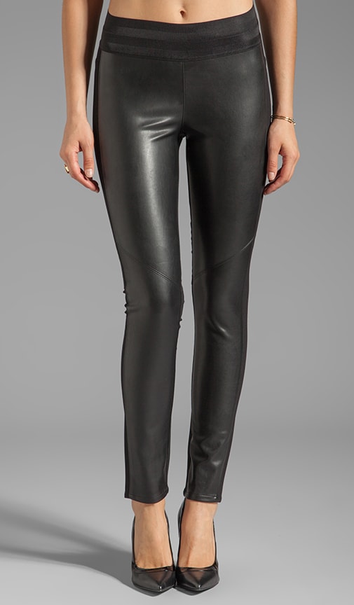 PAIGE Denim Paloma Ponte Vegan Leather Legging in Black | REVOLVE