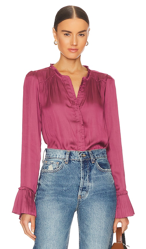 PAIGE Palma Blouse in Raspberry Mousse | REVOLVE