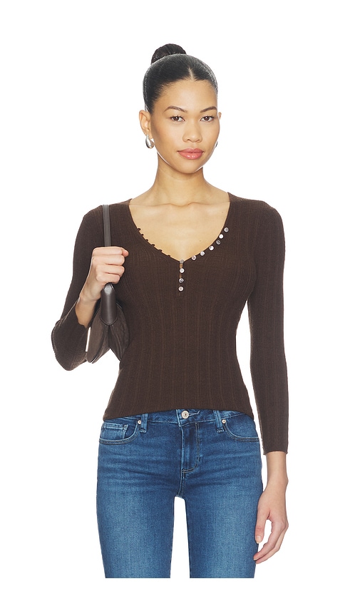 PAIGE Ginnette Top in Brown. - size L (also in M, S, XL, XS)