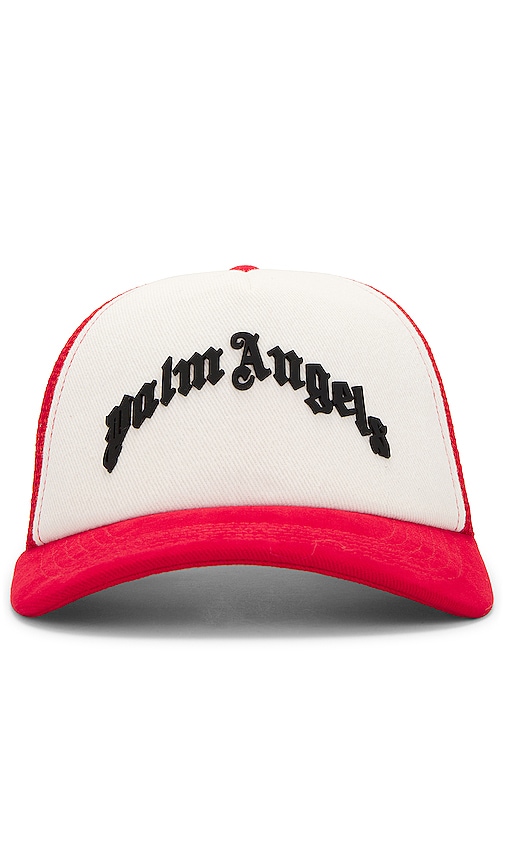 Palm Angels Curved Logo Mesh Cap in Red | REVOLVE