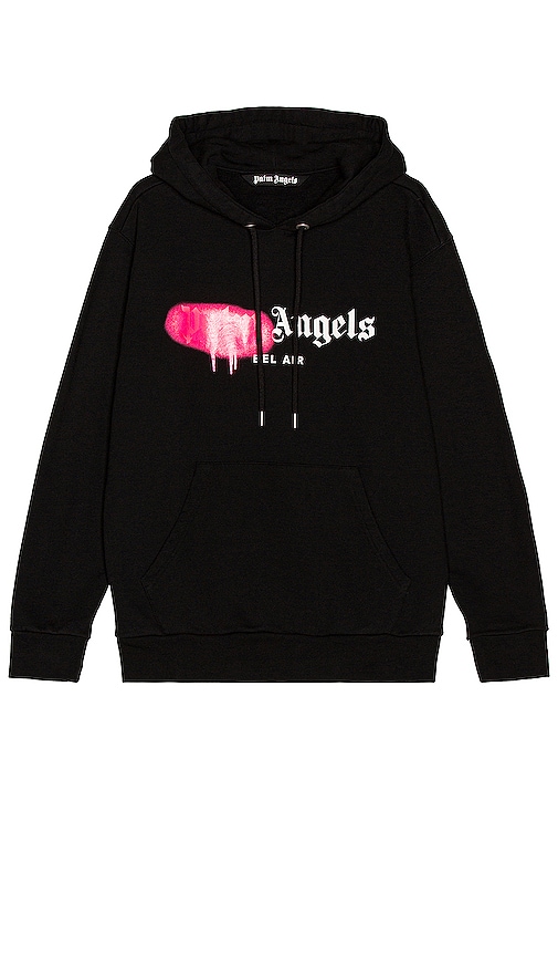 Palm Angels Bel Air Sprayed Hoodie in Black | REVOLVE