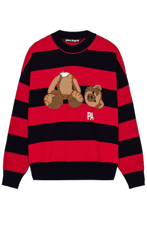 Palm Angels Bear Stripes Sweater in Navy Blue