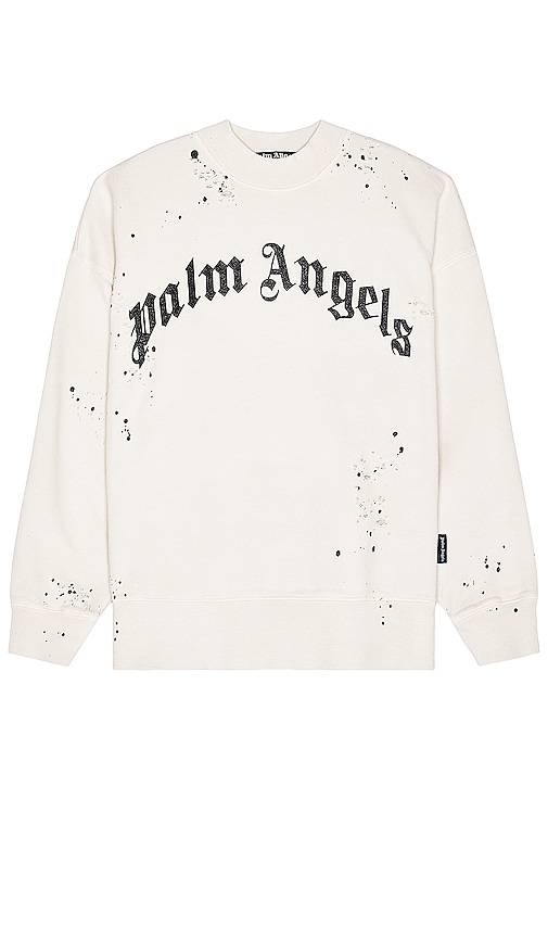 PALM ANGELS GLITTERED LOGO CREWNECK