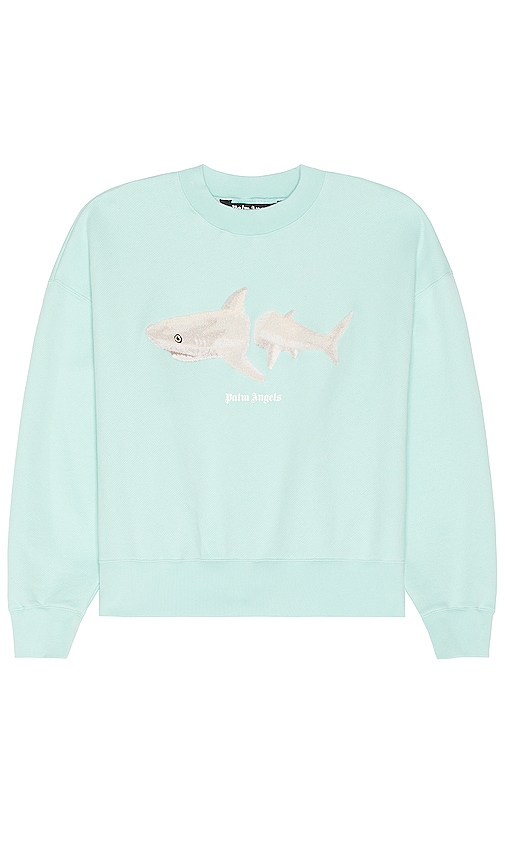 Palm Angels Shark Crewneck Sweatshirt In Blue