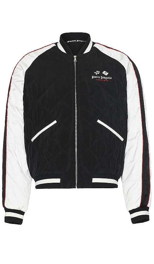 Shop Palm Angels X Formula 1 Racing Souvenir Jacket In Black  White  & Red