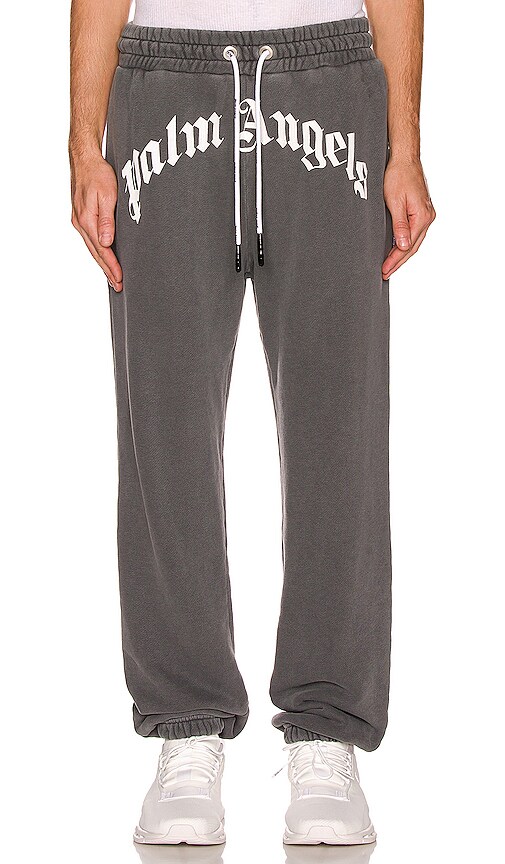 Palm Angels Curved Logo Sweatpants in Black