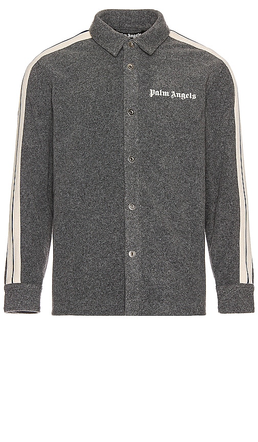 Palm Angels Wool Track Shirt in Light Grey