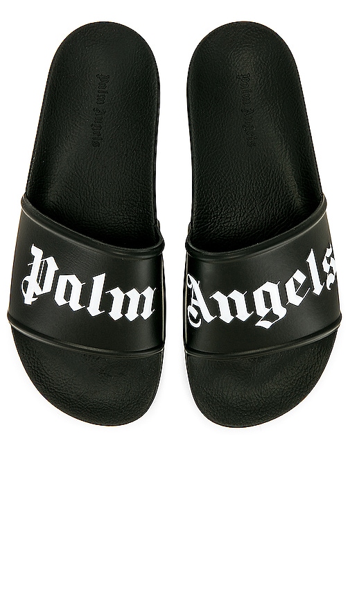 Palm Angels Pool Slider in Black in Black & White REVOLVE