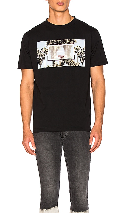 Palm Angels Buzzer Beater Tee in Black Multicolor