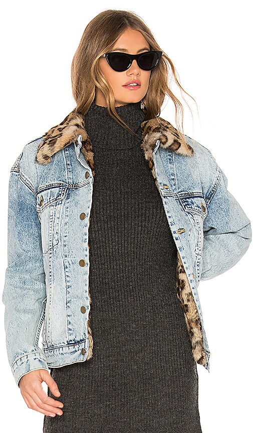 oversized fur lined denim jacket