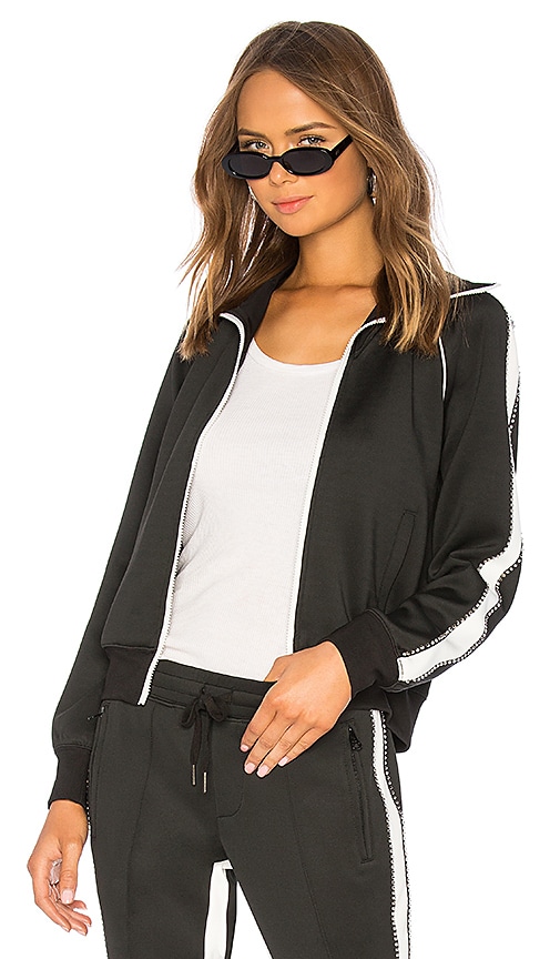 Rhinestone Racing Stripe Track Jacket