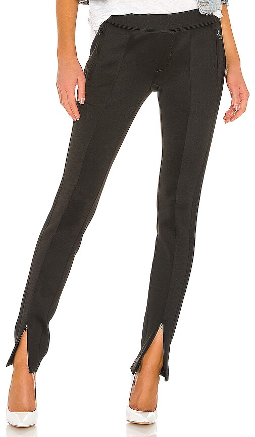 Pam & Gela Front Slit Cigarette Pant in Black