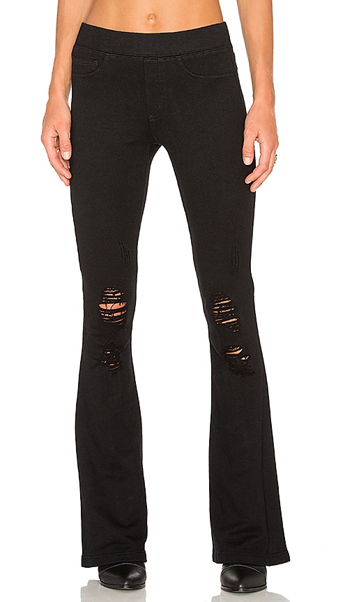 alo High Waist Zip It Flare Legging in Black