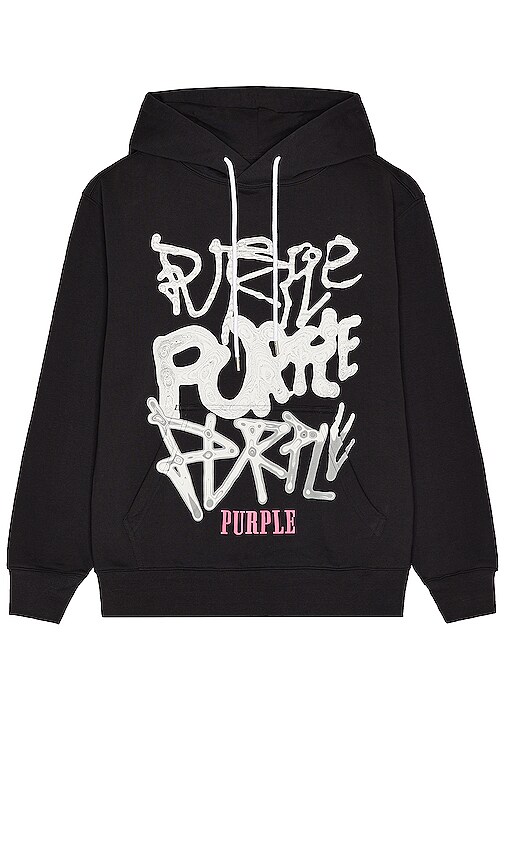 Purple Brand French Terry Distorted Hoodie in Black Beauty