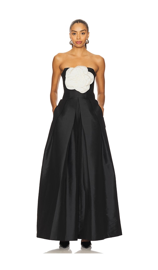 Patbo Taffeta Bloom Jumpsuit In Black