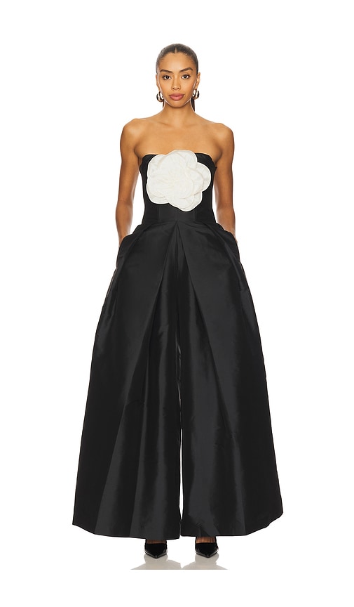 Patbo Taffeta Bloom Jumpsuit In Black