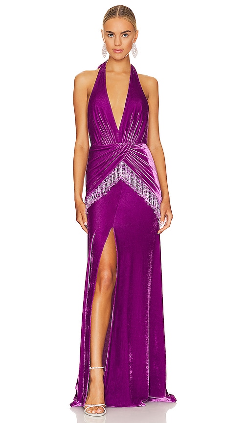 PatBO Plunge Velvet Maxi Dress in Purple Velvet | REVOLVE