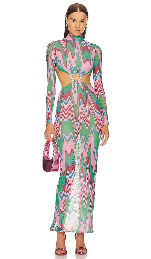 Patbo Wave Printed Maxi Dress In Multicolor