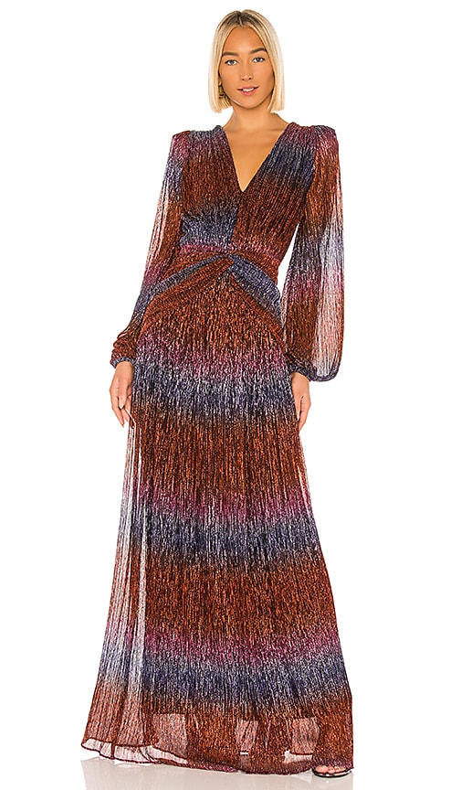 Rainbow Lurex Long Sleeve Gown