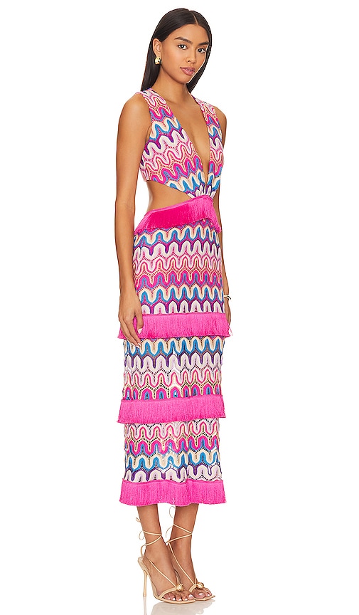 Shop Patbo X Alessandra Ambrioso Crochet Cut Out Maxi Dress In Pink Multi