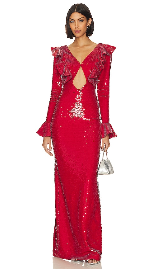 Patbo Sequin Cutout Maxi Dress In Red
