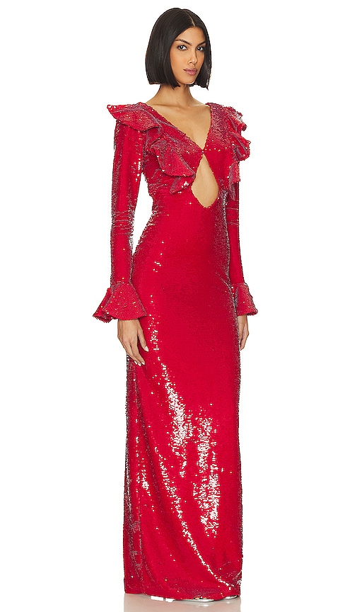 Shop Patbo Sequin Cutout Maxi Dress In Red