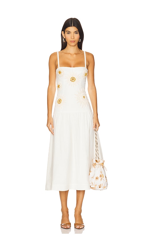 Tropic Linen Midi Dress in Ivory. - size 6 (also in 2, 4, 8)