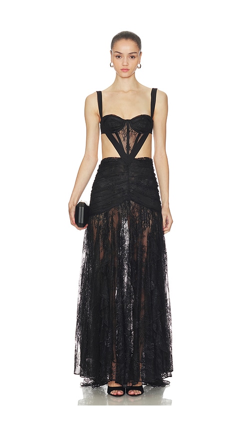 Patbo Laila Lace Cut Out Gown In Black
