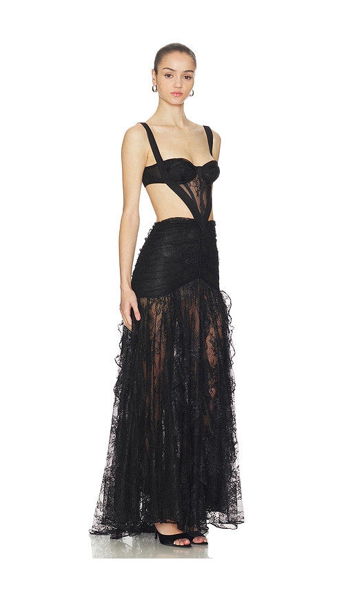 Patbo Laila Lace Cut Out Gown In Black