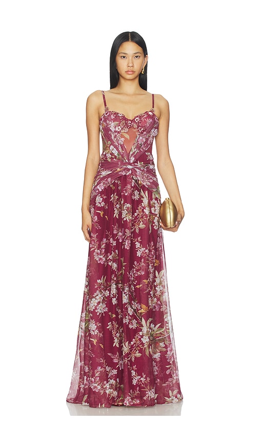 Patbo Delicata Beaded Gown In Red