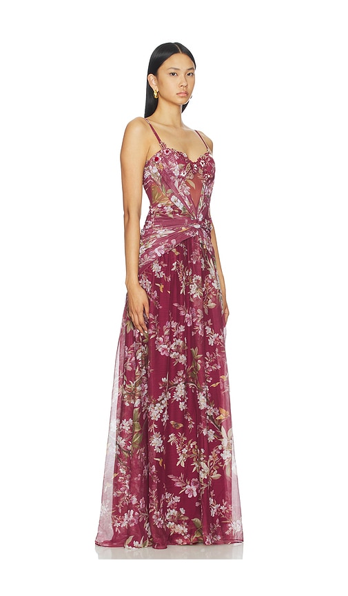 Patbo Delicata Beaded Gown In Red