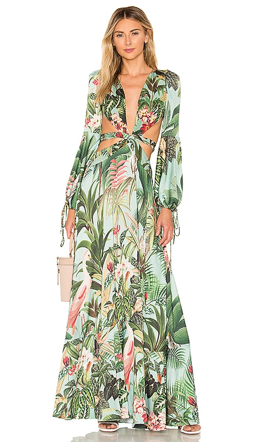 Paradise Print Cutout Gown