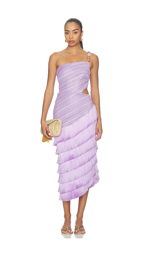 PatBO Lila Fringe Cut Out Midi Dress