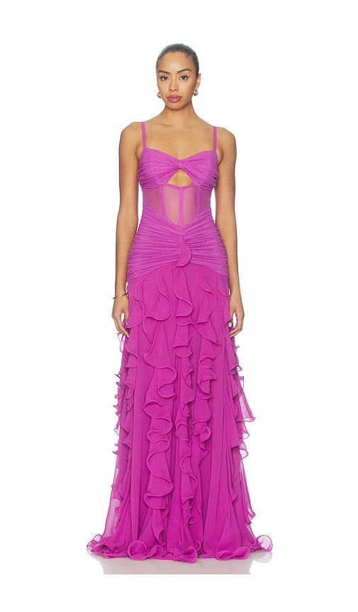 Patbo Chiffon Gloria Long Dress In Purple