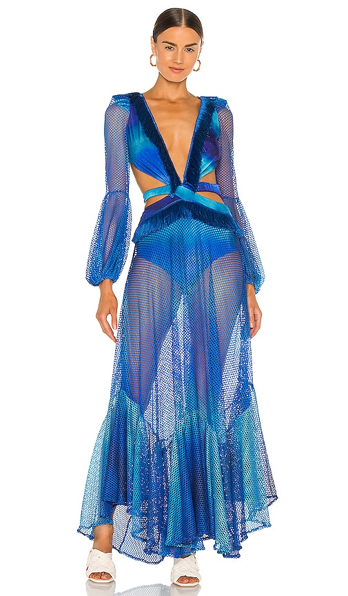 PatBO Ombre Netted Beach Dress in Blue Multi | REVOLVE